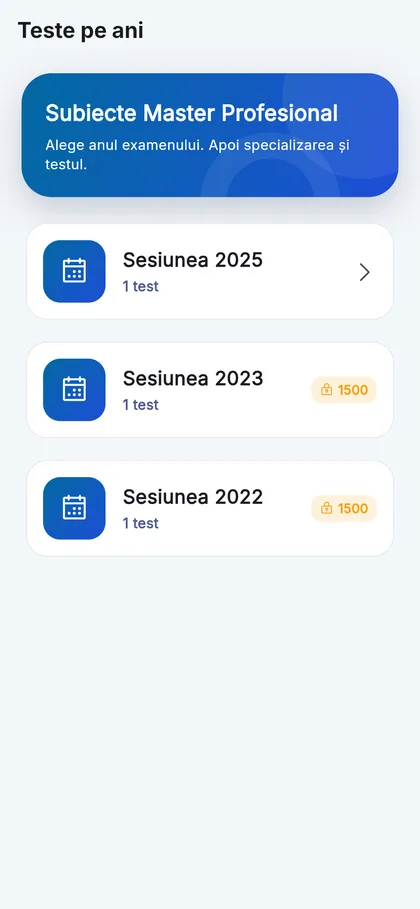 Sesiunile oficiale ale examenului — cea din 2025 e deschisă integral
